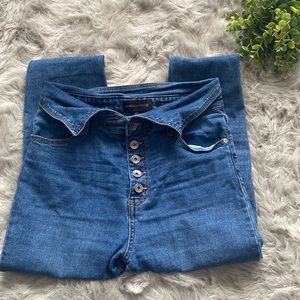 Kendall and Kylie The Sultry Ultra High Waist Flipped Waistband Skinny Blue Jean